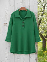 Women's Casual Button-up Long Sleeve Pullover Sweater