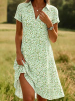 Casual Floral Print Short Sleeve Dress