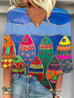 Trendy V-Neck 3/4 Sleeve Top