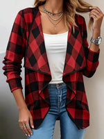 Red Plaid Long Sleeve Outerwear