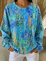 Casual Crew Neck Long Sleeve Random Print Sweatshirt
