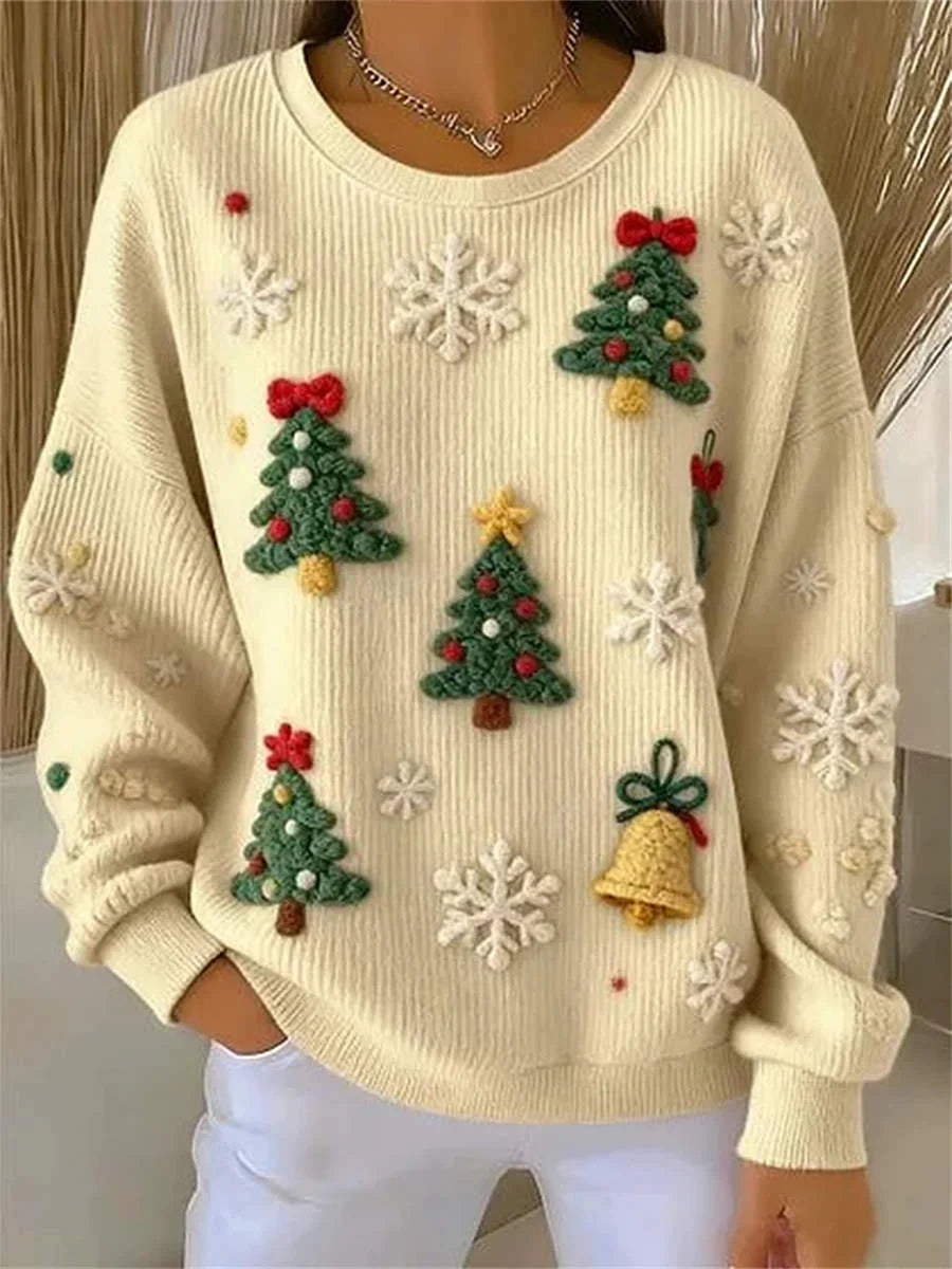Casual Christmas Crew Neck Long Sleeve Sweatshirt
