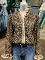 Vintage Leopard Print Long Sleeve Blouse