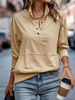 Stunning Plain Beige Long Sleeve Top