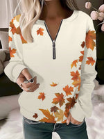 Casual Crew Neck Floral Sweatshirt