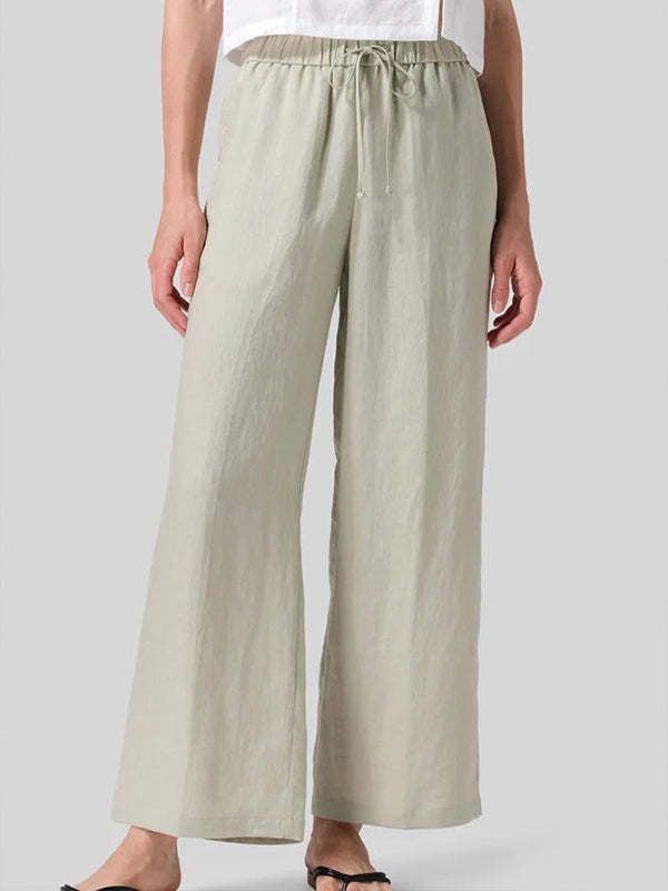 Beige Casual Solid with Sashes Pants