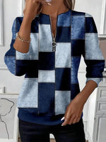 Casual Plaid Long Sleeve Sweatshirt