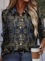 Vintage Lapel Long Sleeve Loose Shirt