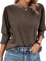 Plain Round Neck 3/4 Sleeve T-Shirt