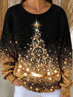 Casual Christmas Crew Neck Long Sleeve Sweatshirt