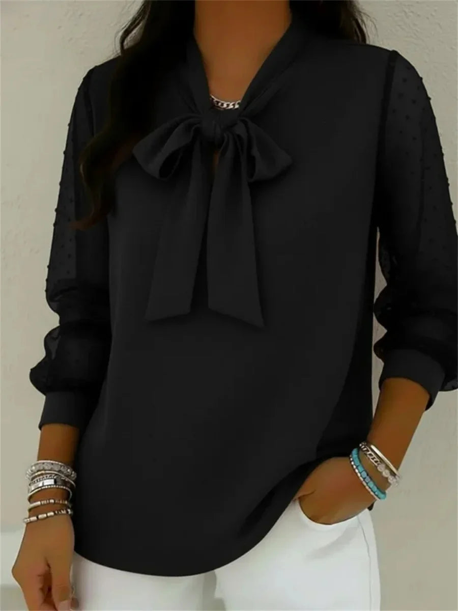 Elegant Bow-tie Long Sleeve Blouse