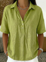 Casual Solid Colour Short Sleeve Blouse
