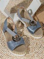 Elegant Plain Slip On Block Heel Peep-toe Sandals