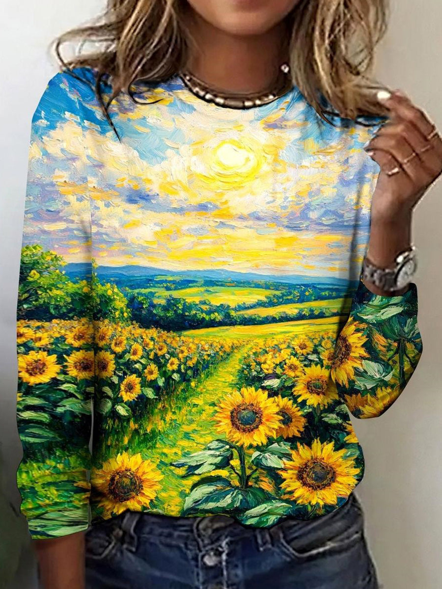 Youthful Round Neck Long Sleeve Top