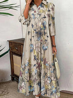 Special Apricot 3/4 Sleeve Maxi Dress