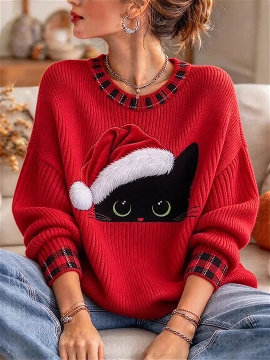 Women's Christmas Round Neck Long Sleeve Sweater