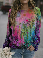 Multi Casual Round Neck Printed Long Sleeve Sweatshirts