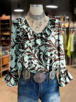 Vintage Casual Round Neck Long Sleeve Blouse