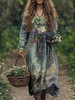 Vintage Floral Print Dress