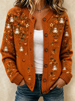 Women Floral Long Sleeve Comfy Casual Cardigan