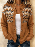 Women Geometric Long Sleeve Comfy Casual Cardigan