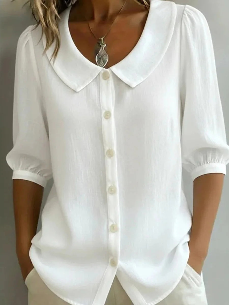 Casual Solid Colour Half Sleeve Blouse