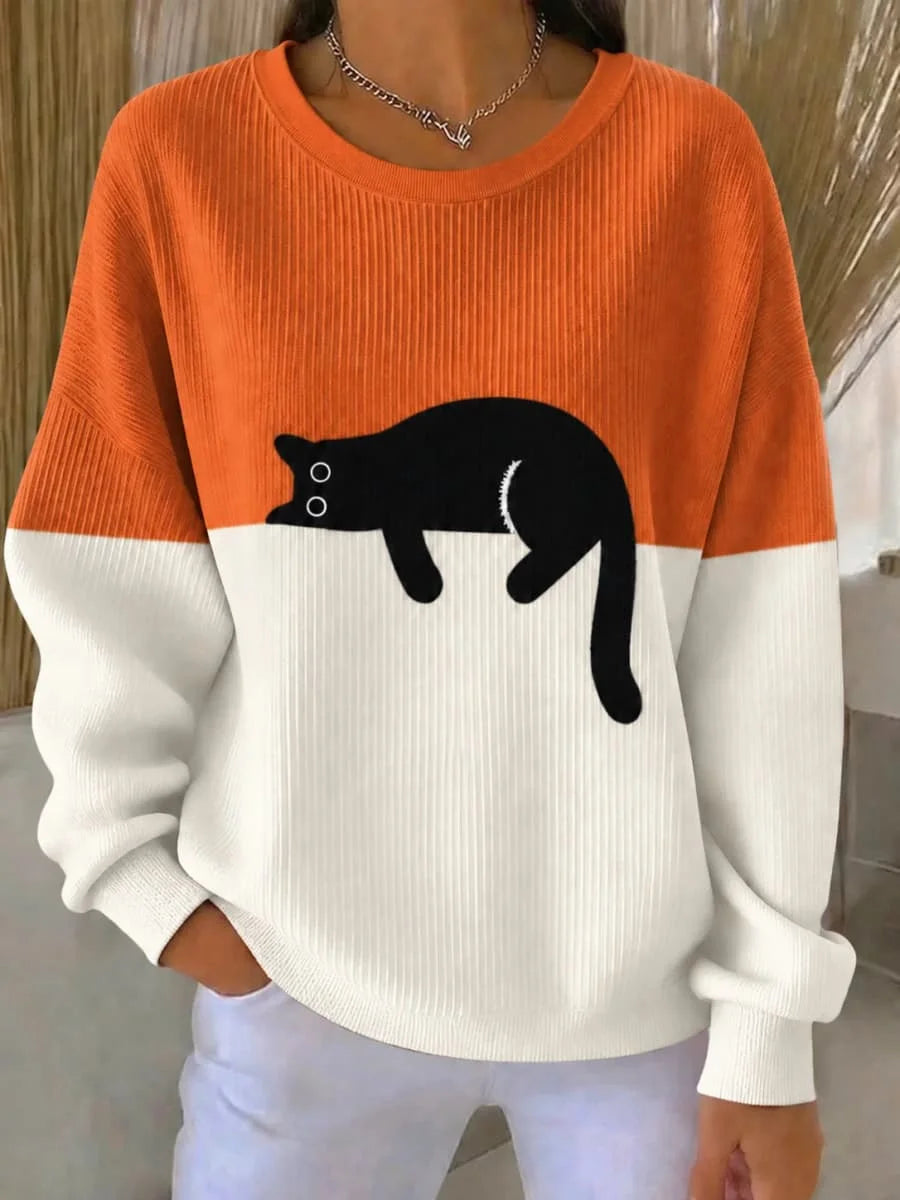 Casual Color Block Crew Neck Long Sleeve Sweatshirt