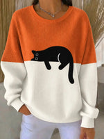 Casual Color Block Crew Neck Long Sleeve Sweatshirt