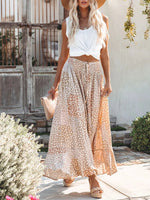 Multicolor Casual Boho Buttoned Long Skirt