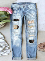 Stretch Ripped Frayed Raw Hem Distressed Jeans