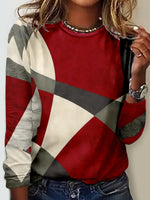 Casual Geometric Crew Neck Long Sleeve T-shirt