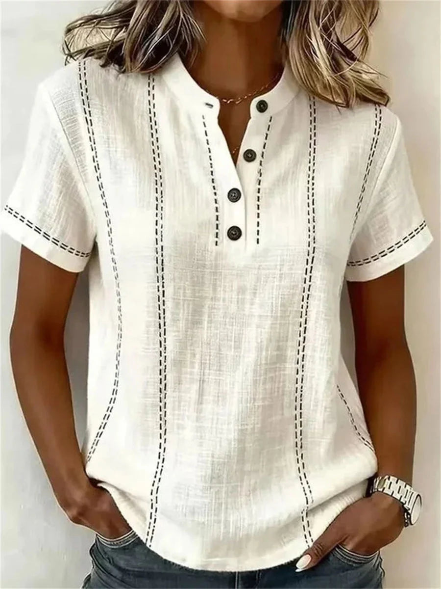 Casual Solid Colour Short Sleeve Blouse