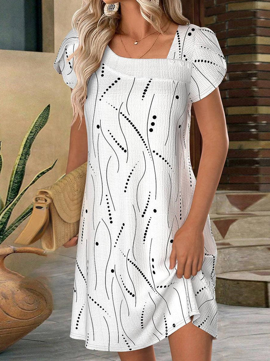 White Short Sleeve V-Neck Mini Dress