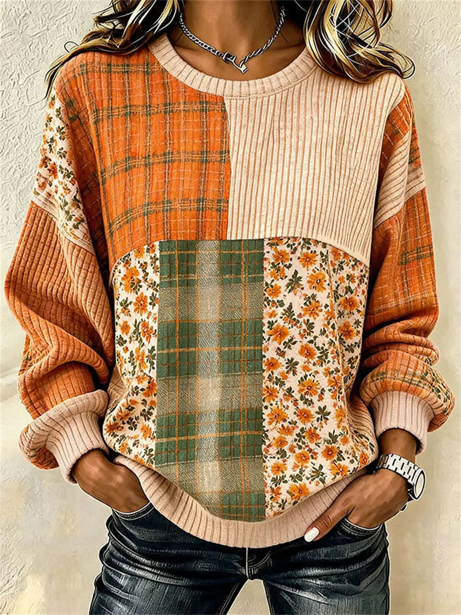 Casual Striped Crew Neck Long Sleeve Sweatshirt