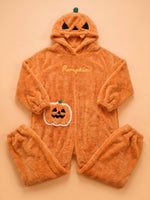 Ghost Pumpkin Hooded Onesie – Plush Halloween Jumpsuit
