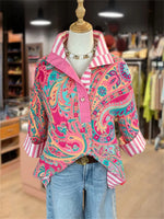 Vintage Ethnic Print 3/4 Sleeve Blouse