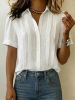 Solid Colour Casual Short Sleeve Blouse