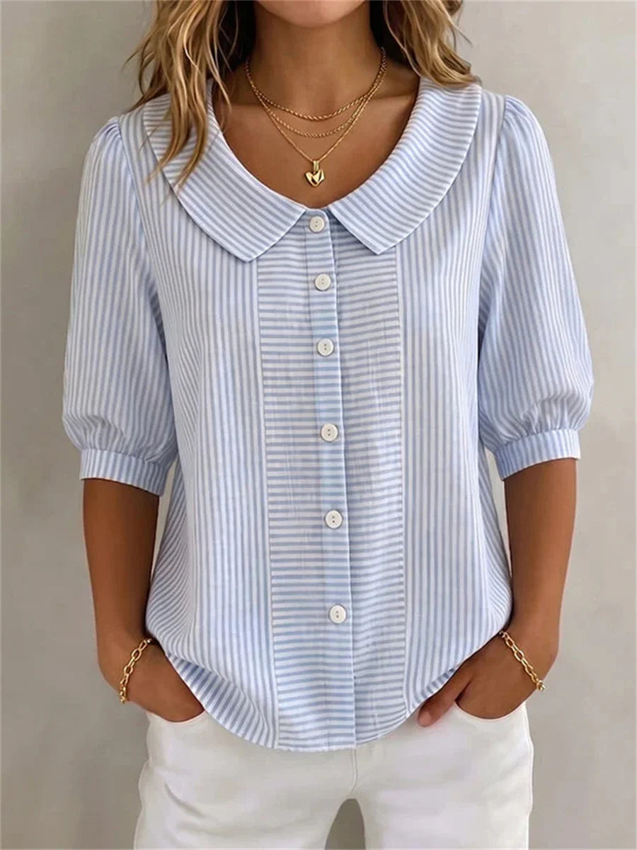 Casual Striped Half Sleeve Blouse