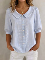 Casual Striped Half Sleeve Blouse