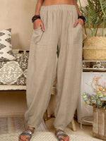Women's Pure Color Casual Cotton Pants