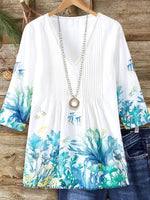 Casual V-Neck 3/4 Sleeve Top