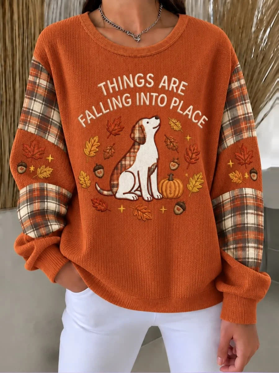 Casual Plaid Crew Neck Long Sleeve Sweatshirt