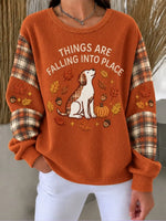 Casual Plaid Crew Neck Long Sleeve Sweatshirt