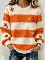 Casual Striped Crew Neck Long Sleeve Sweatshirt