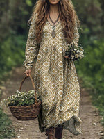 Vintage Floral Print Dress