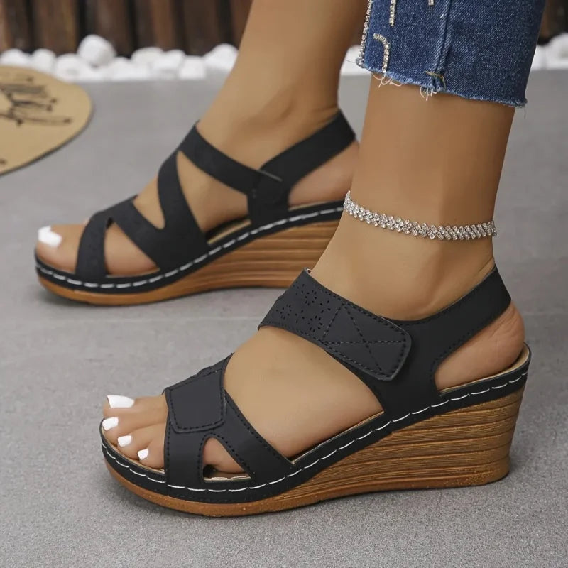 Women's Summer Solid Color Plus Size Thick Sole Sandals
