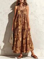 Women's Vintage Print Sleeveless Casual Loose Dress