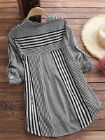 Women's Casual Striped 3/4 Sleeve Button-Down Blouse
