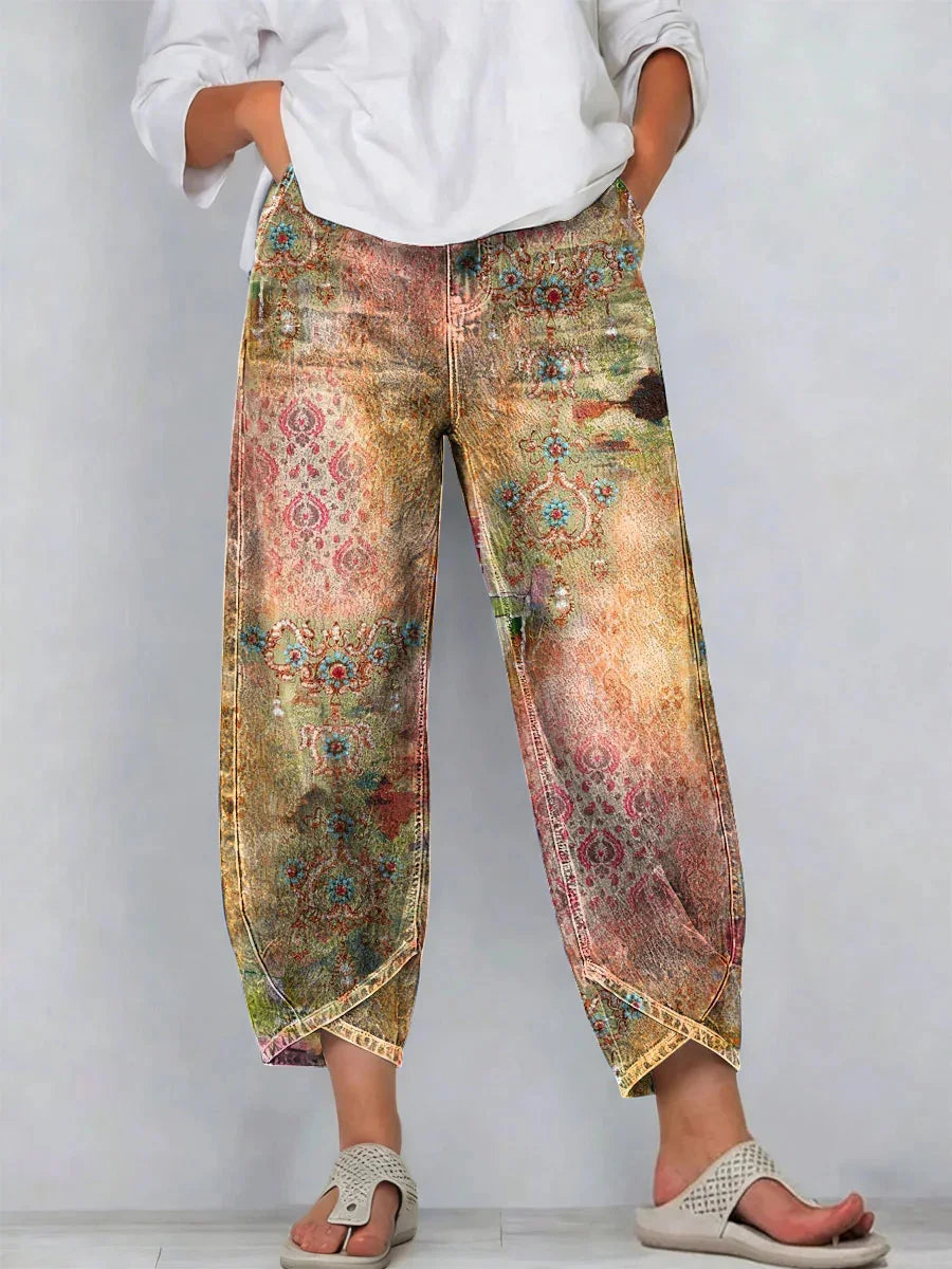 Women's Vintage Floral Printed Casual Pants