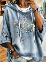 Casual Heart 3/4 Sleeve Hoodie